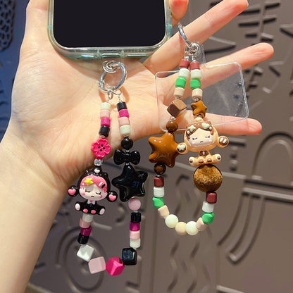 Handmade DIY bubble sitting posture cute baby beaded mobile phone chain small pendant bag doll doll keychain pendant