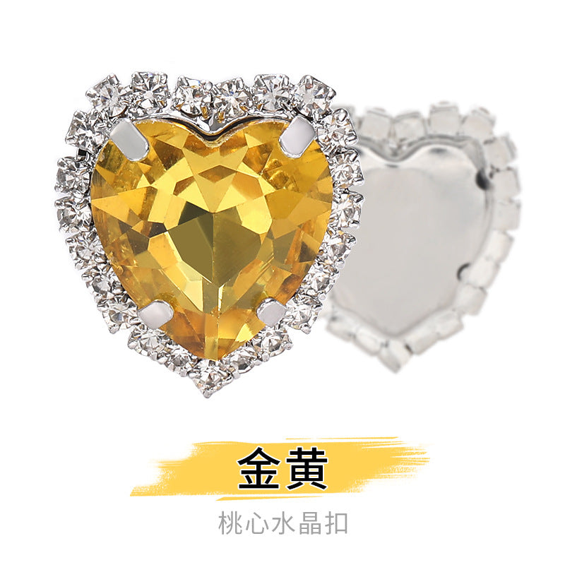 Heart-Shaped Crystal Claw Rhinestones - Hand-Sewn Hat Shoe Accessories Crystal Buckles