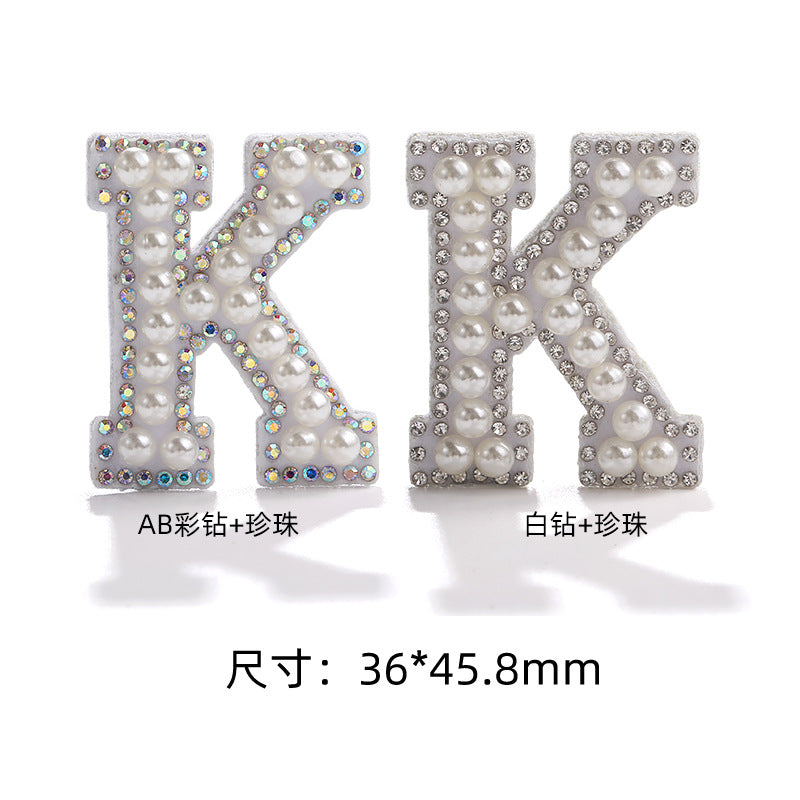 English Letter Hot Patch Stickers - 26 Letters White Imitation Pearl DIY Clothing Accessories