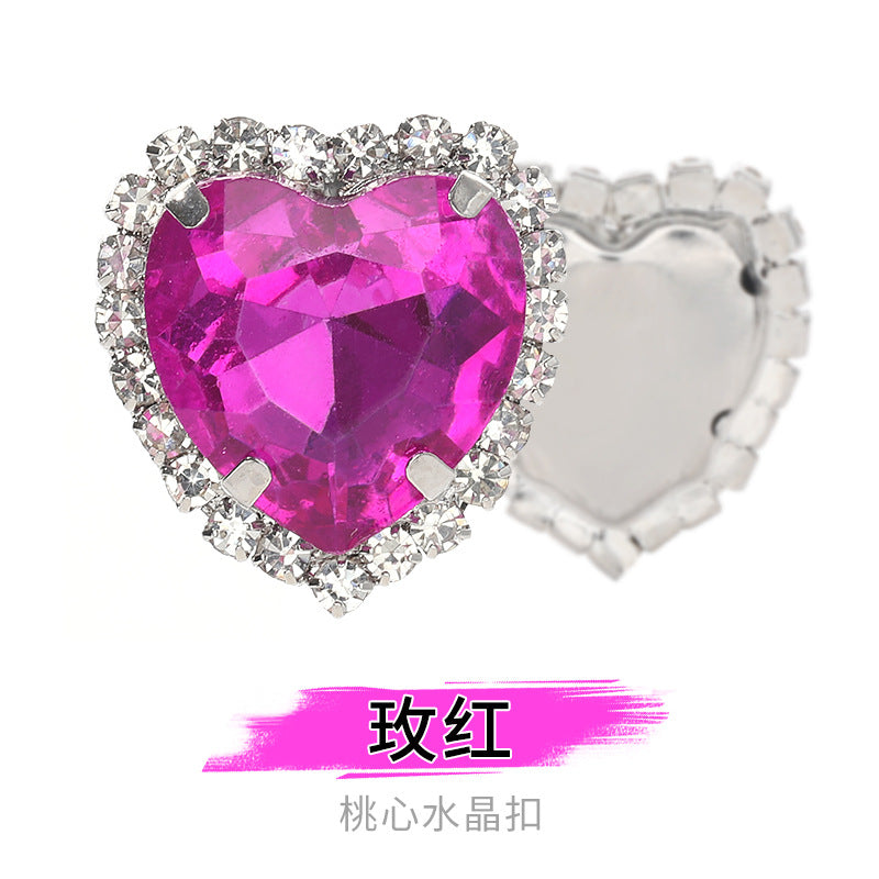 Heart-Shaped Crystal Claw Rhinestones - Hand-Sewn Hat Shoe Accessories Crystal Buckles