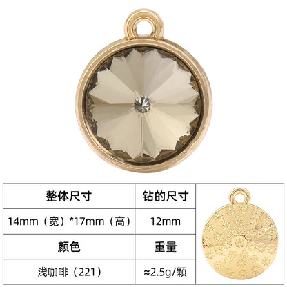 12mm satellite single hanging glass diamond single-hole alloy pendant inlaid with round crystal diamond earrings jewelry DIY accessories