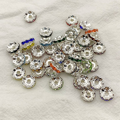 Factory direct sales 10MM color wavy edge rhinestone circle wheel bead spacer spacer bead string silver diamond jewelry