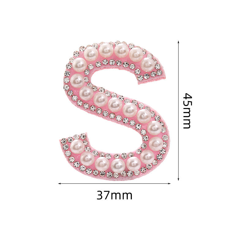 Hot Heat Patch Stickers with 26 English Letters DIY Accessories Clothing Accessories White Diamond Pink Nonwoven Fabric Stickers