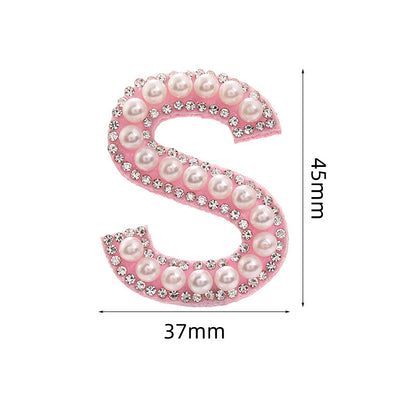 Hot Heat Patch Stickers with 26 English Letters DIY Accessories Clothing Accessories White Diamond Pink Nonwoven Fabric Stickers