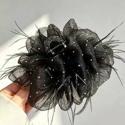 Korean style black bubble claw clip for women, 2026 new bow hair clip, shark clip, hair clip on the back of head, hair accessory