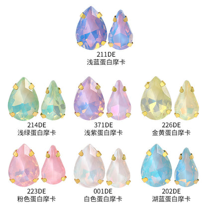 Xichuan waterdrop egg white mocha four-corner claw drill hand-stitched glass teardrop water rhinestone DIY accessories and accessories