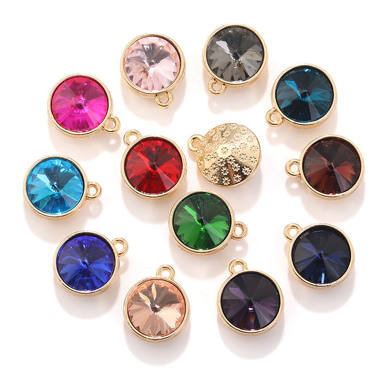 12mm satellite single hanging glass diamond single-hole alloy pendant inlaid with round crystal diamond earrings jewelry DIY accessories