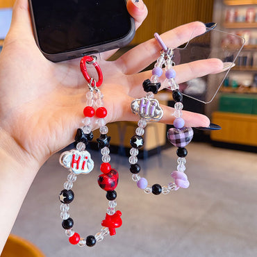 creative dopamine beading mobile phone chain keychain pendant cute car keychain bag pendant wholesale