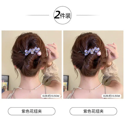 Elegant and sophisticated floral twist hair clips for women, 2026 new high-end back hair clip, straight duckbill clip