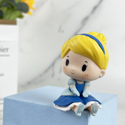 Q version fairy tale princess sitting ornament cartoon princess gacha doll cake decoration princess figure blind box toy