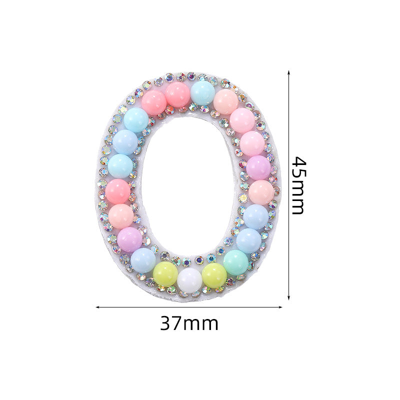 Macaron letter stickers, 26-letter English DIY accessories, clothing accessories, faux pearl and rhinestone appliqué set