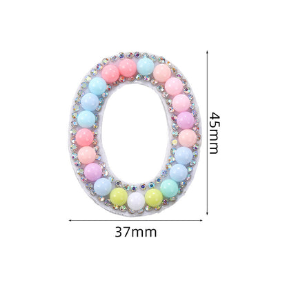 Macaron letter stickers, 26-letter English DIY accessories, clothing accessories, faux pearl and rhinestone appliqué set