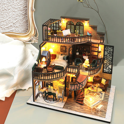 M213 Dream Building High Pavilion DIY Hand Assembled Wooden Cabin 3D Three-dimensional European Assembly Cabin Cross-border Toys
