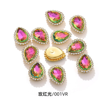 Double-layer waterdrop sunflower flower flower plate diamond buckle, hand-stitched rhinestone, thickened gold holder, glass diamond, clothing, shoes, bags, DIY accessories