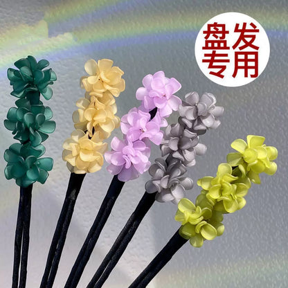 Floral hair wand bun updo tool, lazy minimalist flower bud headpiece, acrylic upgraded hydrangea hair accessory