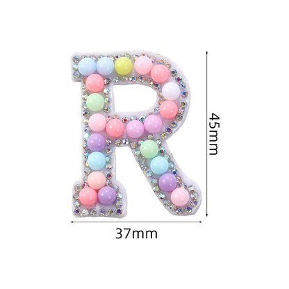 Macaron letter stickers, 26-letter English DIY accessories, clothing accessories, faux pearl and rhinestone appliqué set