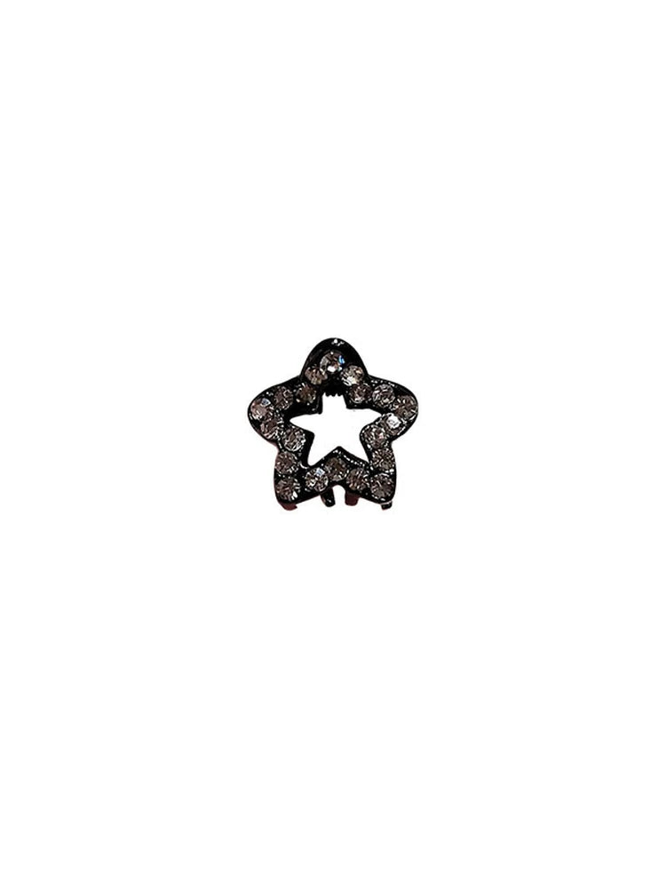High-end black metallic star-shaped hairpins for women, new bangs side clip, princess hairstyle, small claw pin, rhinestone hairpin