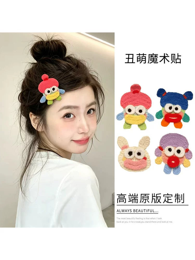 Bikini Castle cute cartoon bangs sticker, magic hair sticker, quirky big eyes, sausage mouth, knitted student girl messy hair sticker
