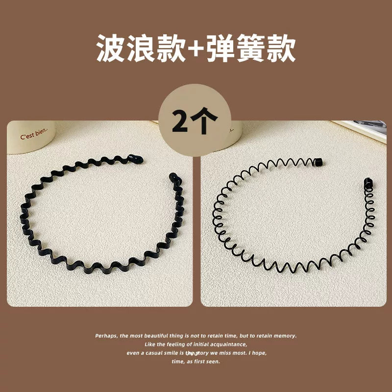 Simple black metal headband for women's face washing, sports invisible men's hairband fixed headband that does not tighten hair clips