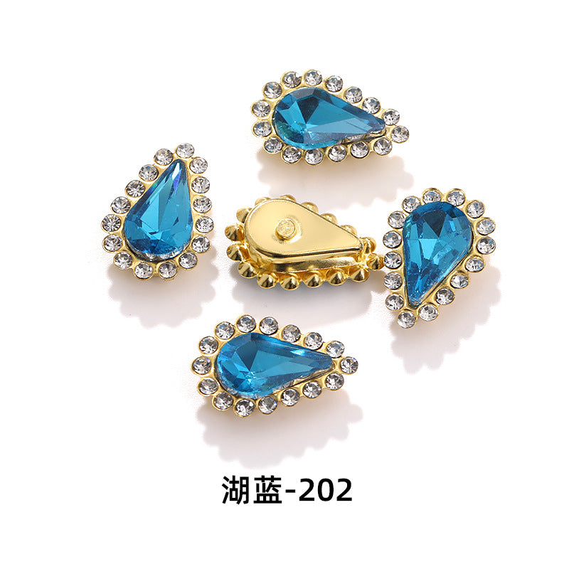 Colorful pointed waterdrop sunflower edged flower plate diamonds double-layer hand-sewn glass diamonds - clothing, hair accessories, DIY accessories
