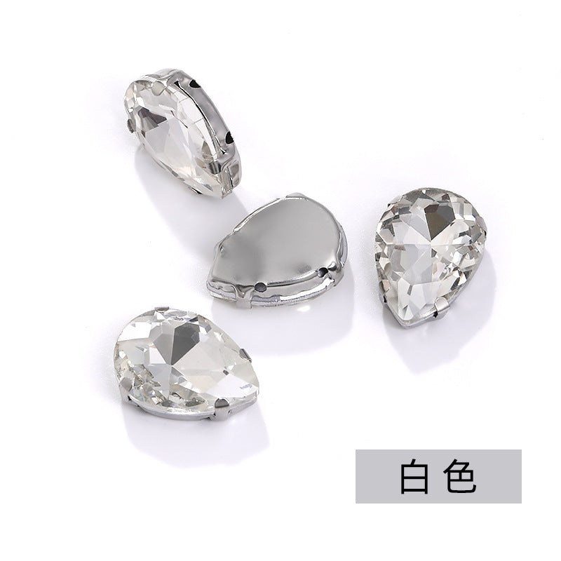 Teardrop Pointed Bottom Claw Rhinestones - White K Crystal Wedding Dress DIY Hand-Stitched Accessories