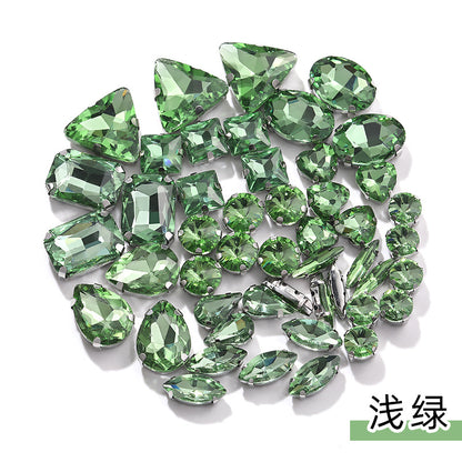 Mixed Four-Corner Claw Rhinestones - Silver Crystal Glass Hand-Sewn Wedding Dress Accessories 50pcs