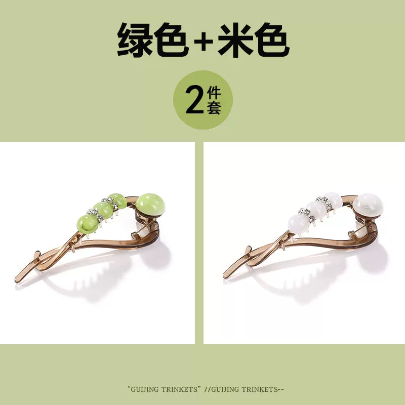 High-end and elegant beaded twisted clip, rhinestone hair clip for women, no poking at the back of the head, updo claw clip, versatile flat-head clip