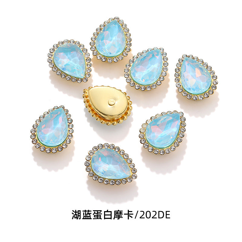 Double-layer waterdrop sunflower flower flower plate diamond buckle, hand-stitched rhinestone, thickened gold holder, glass diamond, clothing, shoes, bags, DIY accessories