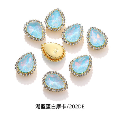 Double-layer waterdrop sunflower flower flower plate diamond buckle, hand-stitched rhinestone, thickened gold holder, glass diamond, clothing, shoes, bags, DIY accessories