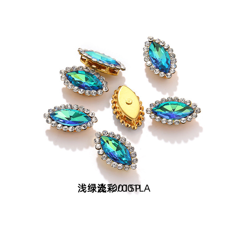 Horse Eye Sunflower Double-layer Hand-Stitched Diamond Shaped Edge Glass Diamond Clothing Bag DIY Accessories Manufacturer Wholesale