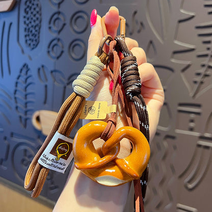 Creative miu system simulated alkaline water bread bracelet keychain pendant couple bag keychain small pendant wholesale