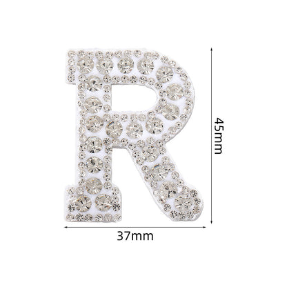 Full diamond letters DIY clothing accessories, white rhinestone hot simmer patches, hot patch English 26 letters