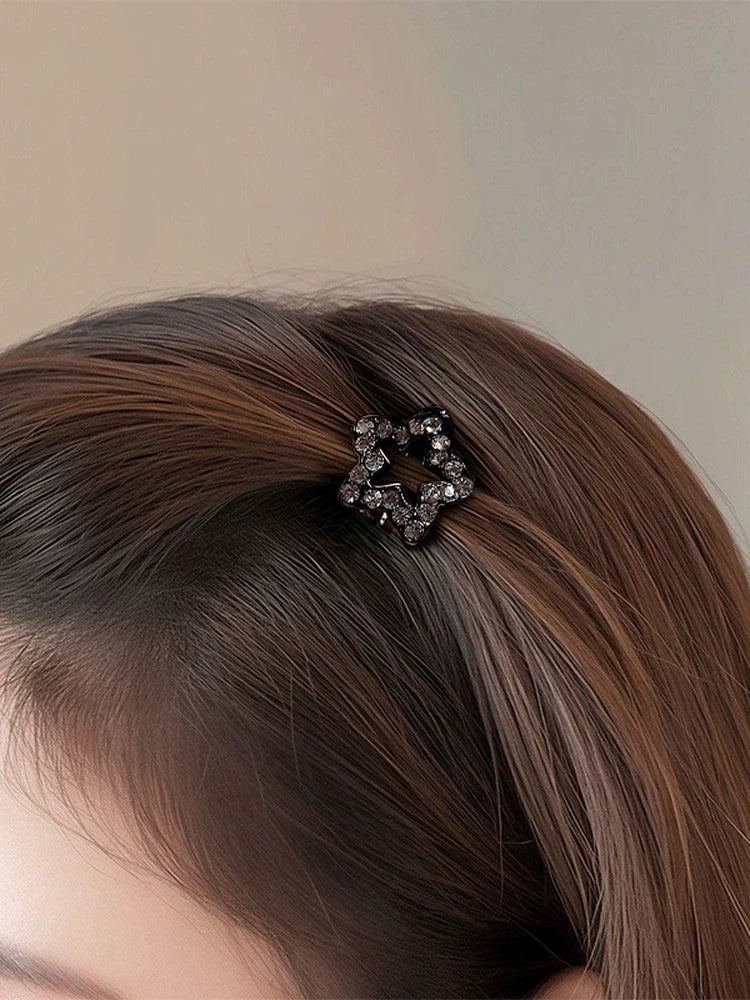 Mini mini claw clip, exquisite rhinestone hair clip, five-pointed star bang clip, premium side-style loose hair clip, new headwear