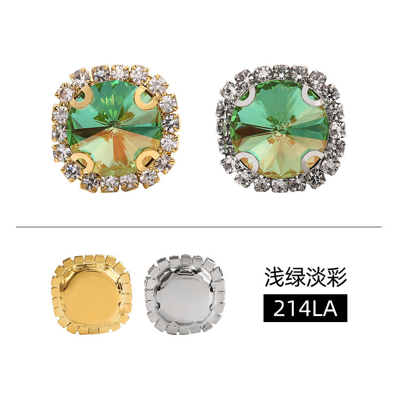 New border satellite light color crystal buttons with hand-stitched glass diamonds thickened base base - clothing and luggage DIY accessories
