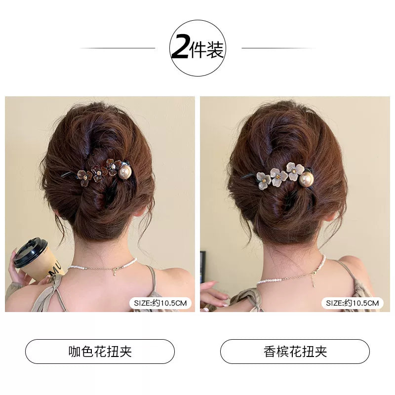 Elegant and sophisticated floral twist hair clips for women, 2026 new high-end back hair clip, straight duckbill clip