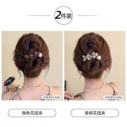 Elegant and sophisticated floral twist hair clips for women, 2026 new high-end back hair clip, straight duckbill clip