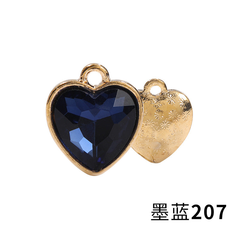 Xichuan zinc alloy peach heart crystal gold base single hanging heart-shaped glass diamond DIY jewelry earrings with diamonds pendant batch