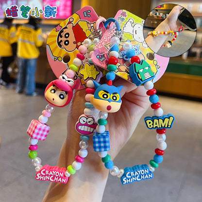 Genuine crayon Shin-chan beaded mobile phone chain small pendant couple car key chain bag doll doll ornament