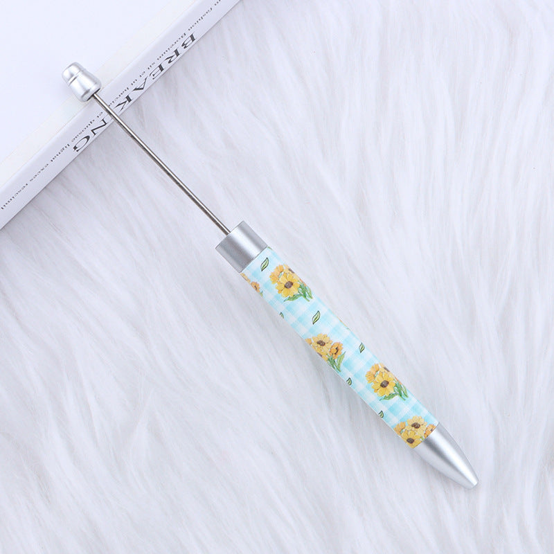 creative printed ballpoint pen diy beaded sunflower flag printed plastic ballpoint pen theme advertising gift pen