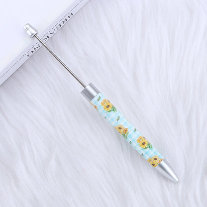 creative printed ballpoint pen diy beaded sunflower flag printed plastic ballpoint pen theme advertising gift pen