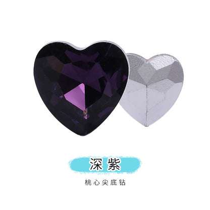Heart Pointed Bottom Diamond Rhinestones - Crystal Glass Phone Sticker Clothing Headband Jewelry Accessories