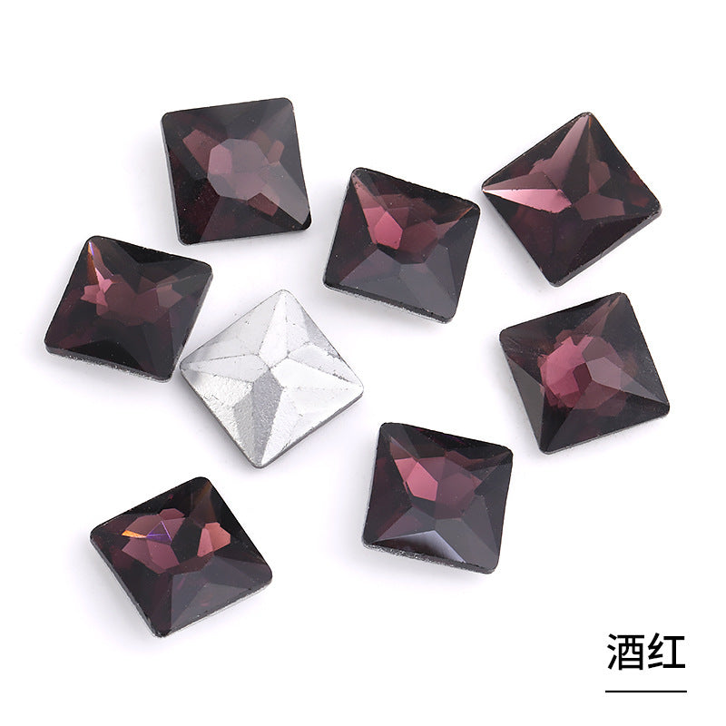 Square special-shaped diamonds, real silver-plated bottoms, bags, hair clips, accessories, shoes, clothing, accessories, pointed bottoms, square diamonds