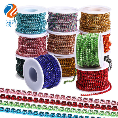 Cross-border explosive SS12 electrophoretic rhinestone claw chain, colorful diamond chain, intensive mobile phone case, luggage, clothing, accessories, diamond chain