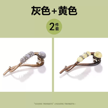 High-end and elegant beaded twisted clip, rhinestone hair clip for women, no poking at the back of the head, updo claw clip, versatile flat-head clip