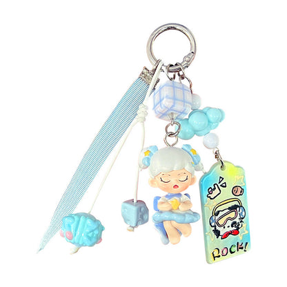 Handmade DIY cute grain change baby bubble keychain doll pendant cartoon beaded bag small carry doll ornament