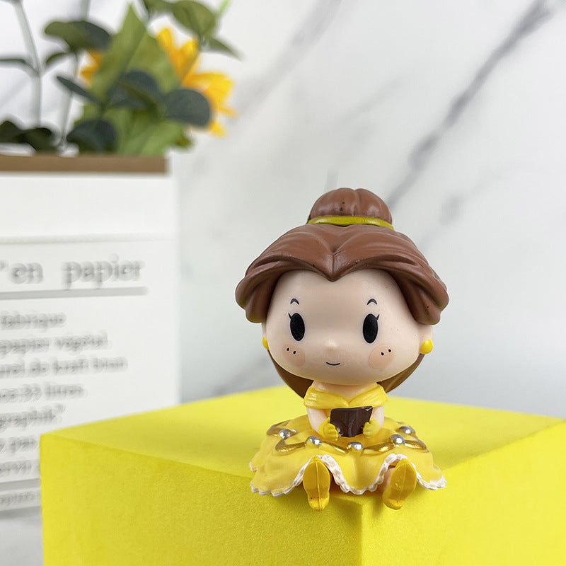Q version fairy tale princess sitting ornament cartoon princess gacha doll cake decoration princess figure blind box toy