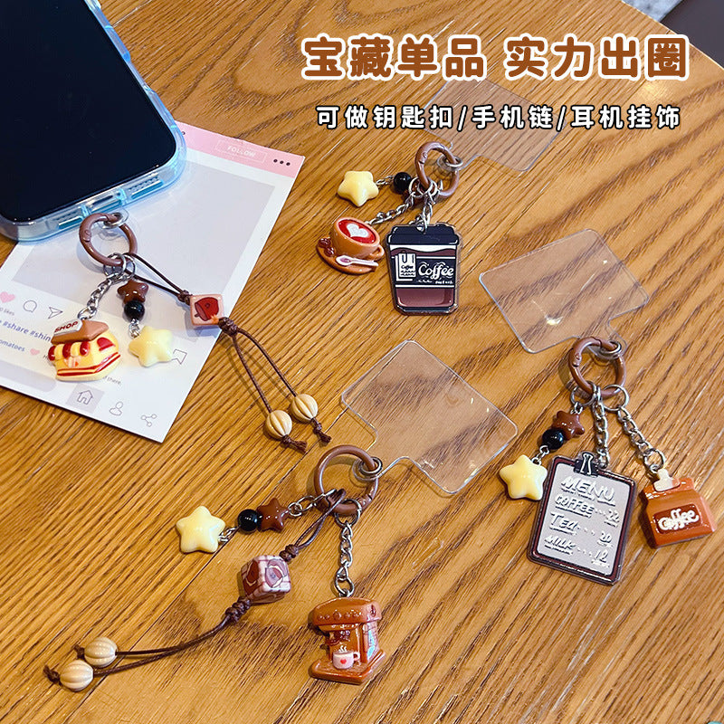 Creative Maillard DIY small drip slip keychain pendant female couple bag beaded mobile phone chain keychain pendant