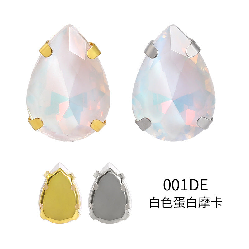 Xichuan waterdrop egg white mocha four-corner claw drill hand-stitched glass teardrop water rhinestone DIY accessories and accessories