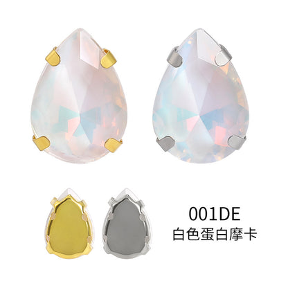 Xichuan waterdrop egg white mocha four-corner claw drill hand-stitched glass teardrop water rhinestone DIY accessories and accessories