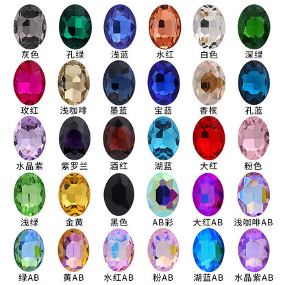 Oval Pointed Bottom Diamond Rhinestones - Crystal Glass Hair Accessories Wedding Dress Decoration